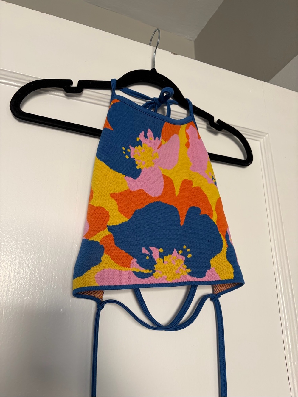 Zara Cropped Floral Halter Top in Blue, Yellow & Pink